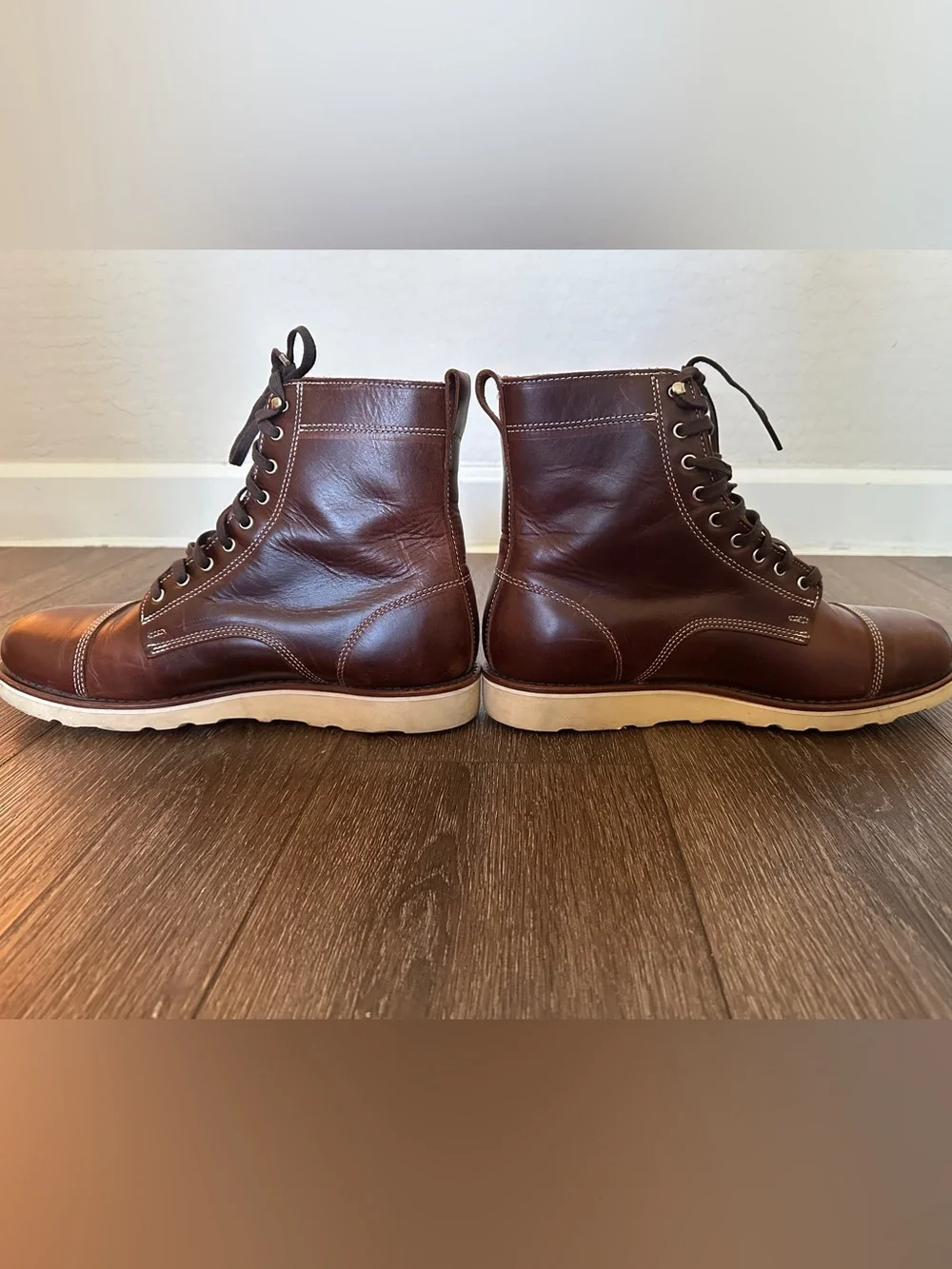 Huckberry  limited edition helm Hunter boots - Men's Brown Leather Lace-Up Boots